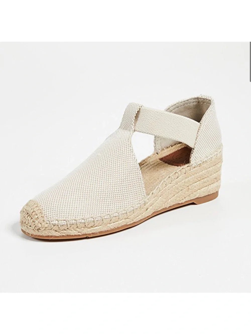 Tory Burch Natural Canvas Espadrille Slingback Wedges